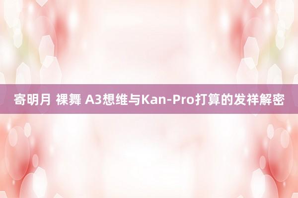 寄明月 裸舞 A3想维与Kan-Pro打算的发祥解密
