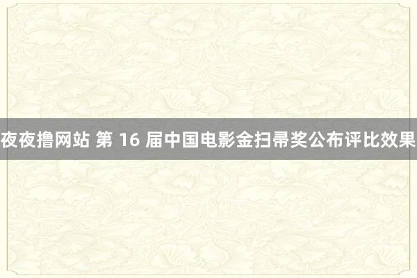 夜夜撸网站 第 16 届中国电影金扫帚奖公布评比效果
